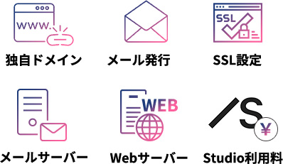 独自ドメイン・メール発行・SSL設定・メールサーバー・Webサーバー・Studio利用料